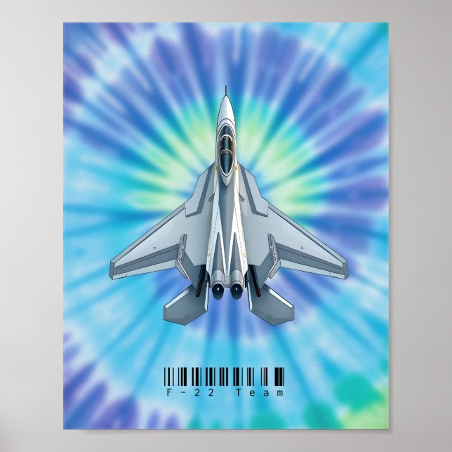 Poster d'avion de chasse F-22 avec Cravate-coloran (Devant)