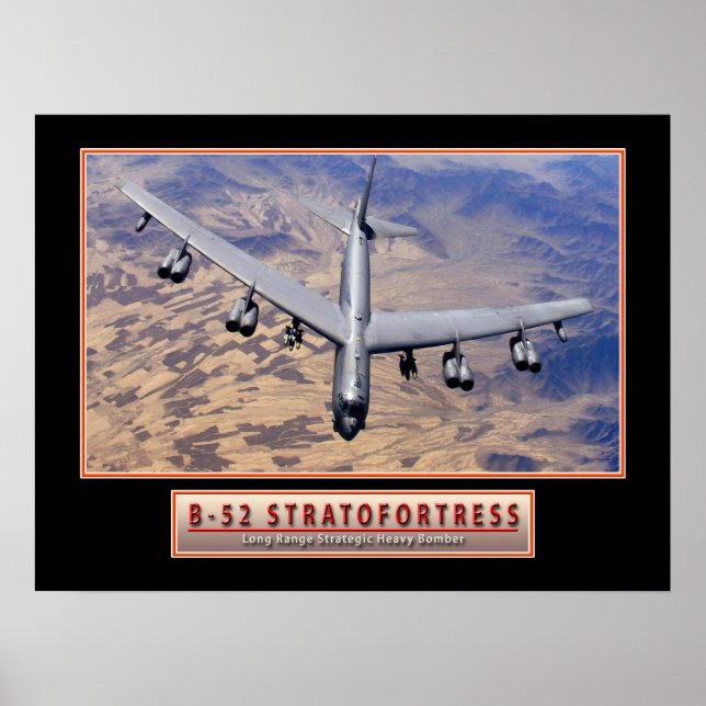 Poster d'avion militaire "B-52 Stratofortress" 24x (Devant)