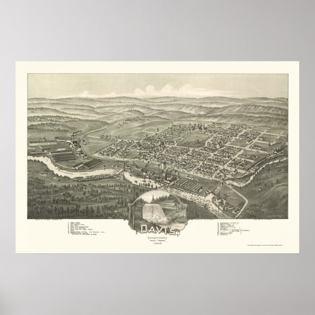 Poster Davis, WV Panoramic Map - 1898 (Devant)