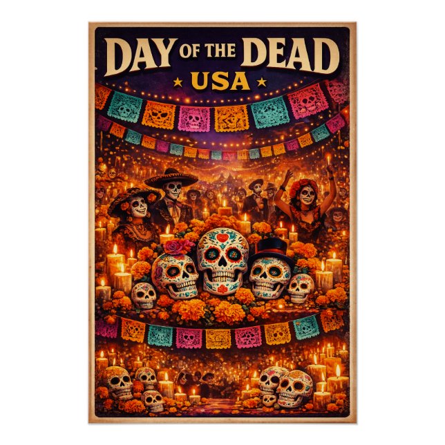 Poster Day of the Dead festival USA travel (Devant)