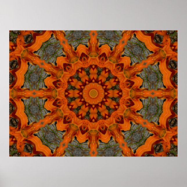 Poster Daylily Orange Mandala (Devant)