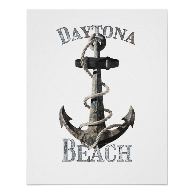 Poster Daytona Beach Floride Vacation Ancre nautique (Devant)
