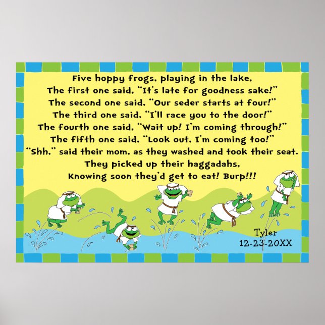 Poster de 5 grenouilles Hoppy 20 x 24 Matte Finish (Devant)