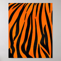 Poster de animal de bandes de tigres noirs orange