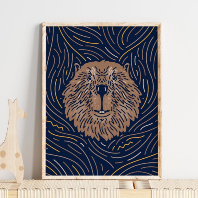 Poster de animal de castor Zodiac | Impression Bea (Créateur téléchargé)