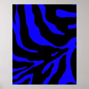 Poster de animal en bande bleu Zebra