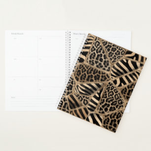 poster de animal - Leopard et Zebra - or pastel