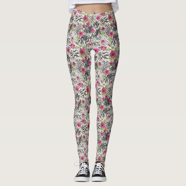 Poster de animal Rose Texturée Leggings pour femme (Devant)