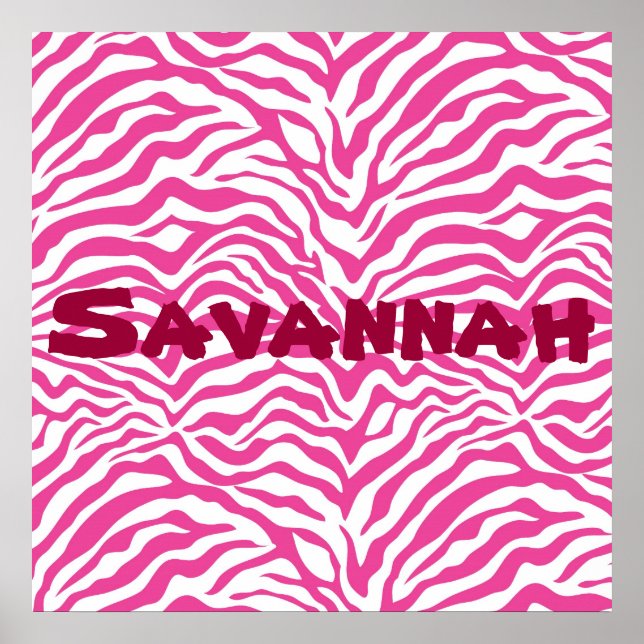 Poster de animal sauvage de Zèbre rose personnalis (Devant)