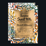 Poster de animal Sweet 16e anniversaire Invitation<br><div class="desc">Un motif poster de animal sauvage chic et coloré,  recouvert de fausse feuille d'or et de détails de votre fête d'anniversaire en lettres chic,  est parfait pour TOUT anniversaire d'âge. COORDINATION des articles disponibles dans notre magasin.</div>