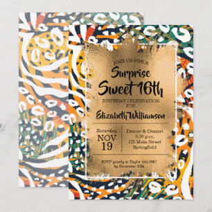 Poster de animal Sweet 16e anniversaire Invitation