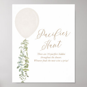 Poster de Baby shower de balloon blanc chasse au P