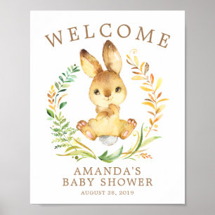 Poster de Baby shower de bienvenue de lapin doux