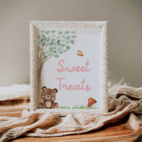Poster de Baby shower de la fille Woodland