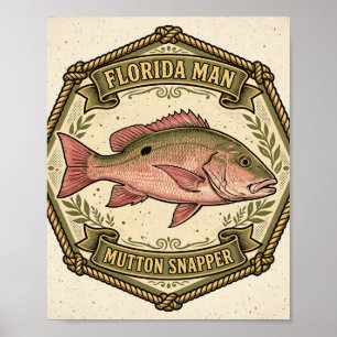 Poster de badge de vivaneau mutton de l'homme de F