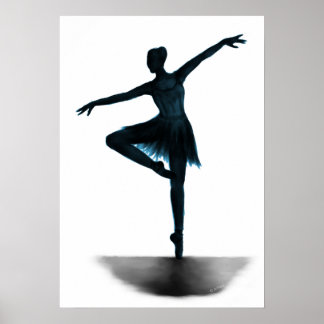 Poster de ballerine "Grace" - bleu
