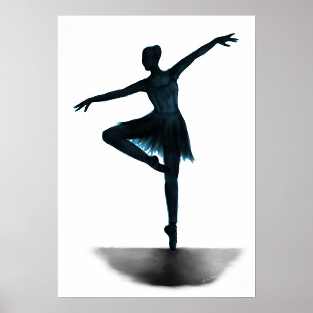 Poster de ballerine "Grace" - bleu (Devant)