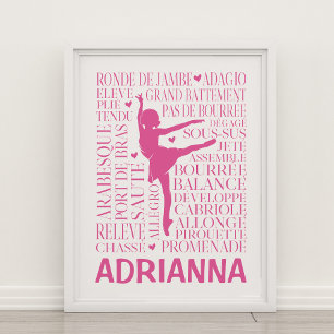 Poster de ballet personnalisé en rose