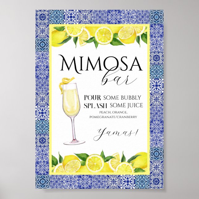 Poster de bar Grecian Blue et Lemon Mimosa (Devant)