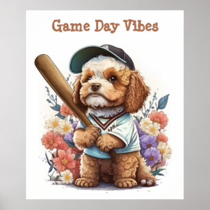 Poster de baseball de mignonne chiot
