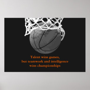 Poster de basket-ball en blanc noir