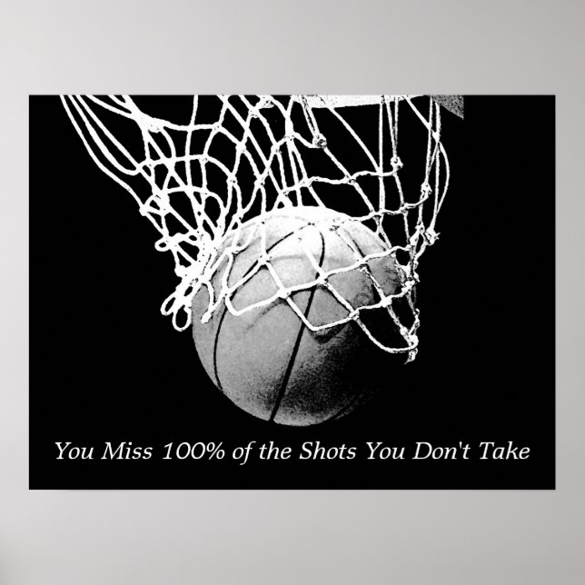 Poster de basket-ball en blanc noir (Devant)