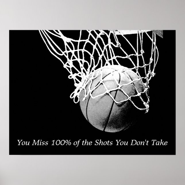 Poster de basket-ball en noir et blanc (Devant)
