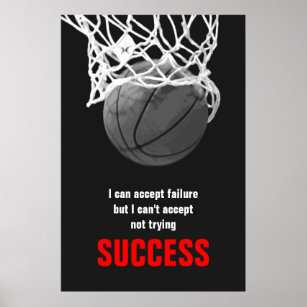 Poster de basket-ball noir blanc rouge succès