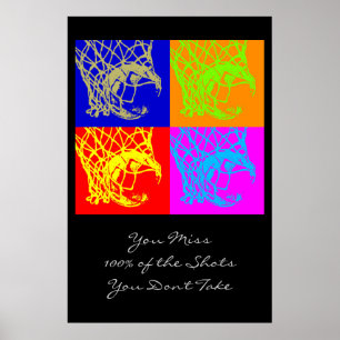 Poster de basket-ball Pop Art Motivational Citatio