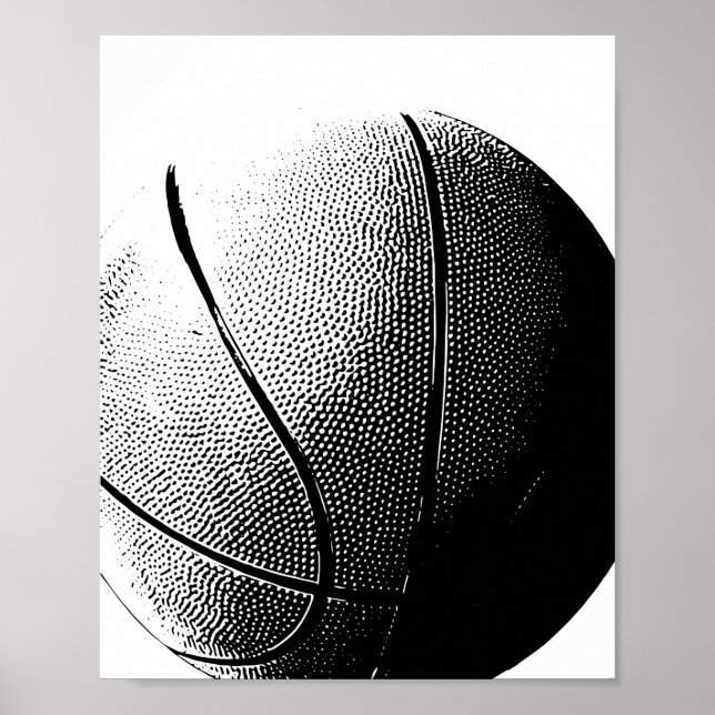 Poster de basketball Black White Sports Imprimer (Devant)