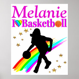 POSTER DE BASKETBALL PERSONNALISÉ JOLIMENT ROSE