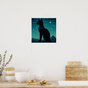 Poster de Bastet Starry Egyptian Cat Art