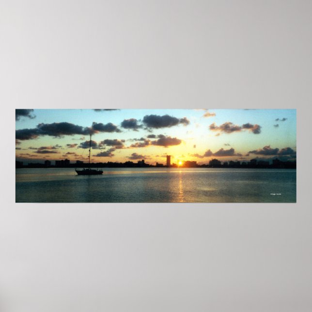 Poster de bateau Miami Skyline, Floride Sunset (Devant)