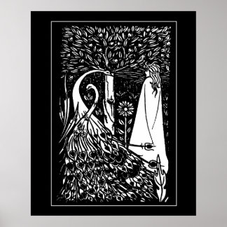 Poster de Beardsley Lady & Peacococs Imprimer