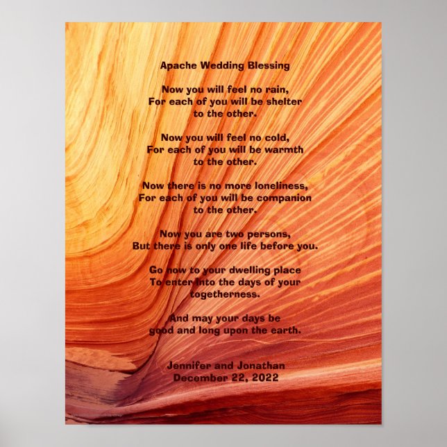 Poster de bénédiction du Mariage Apache 11" x 14"  (Devant)
