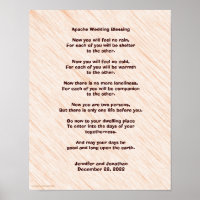 Poster de bénédiction du Mariage Apache 11" x 14" 