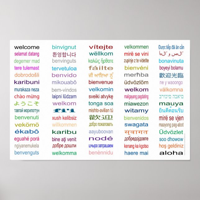Poster de bienvenue 80 langues - Blanc (Devant)