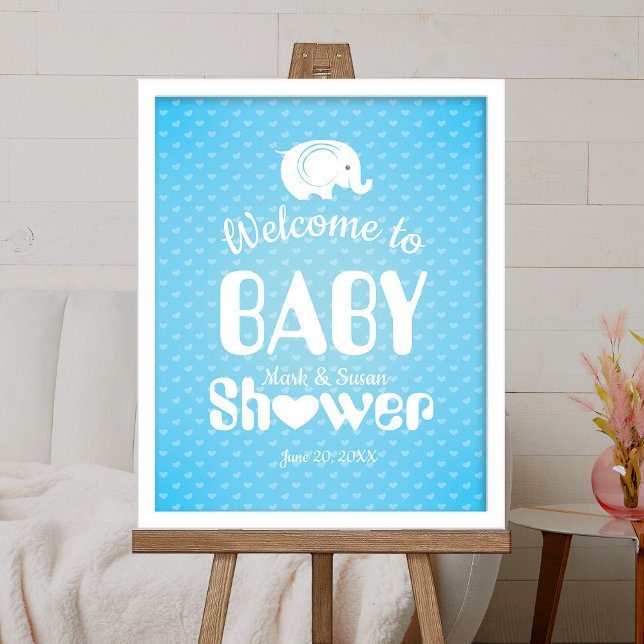 Poster de bienvenue baby shower avec éléphant pour (Créateur téléchargé)