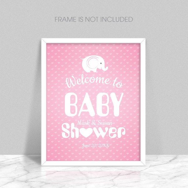 Poster de bienvenue baby shower avec éléphant pour (Créateur téléchargé)