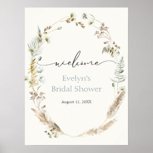 Poster de bienvenue Boho Pampas Grass séché Bouque