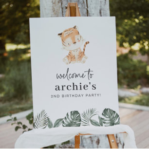 Poster de bienvenue d'anniversaire de Tiger Green