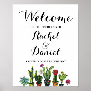 Poster de bienvenue de Fiesta Mariage Mexique Cact