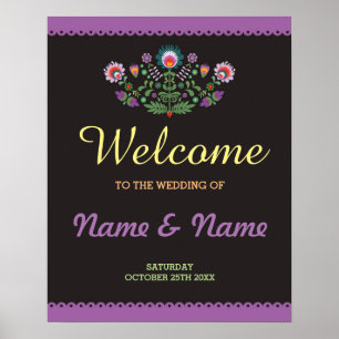 Poster de bienvenue de Fiesta Poster Mariage mexic