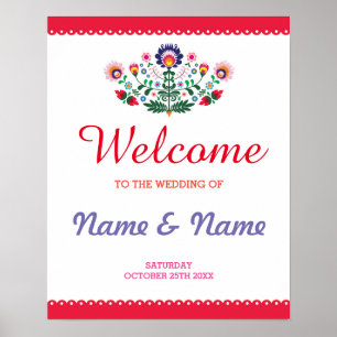 Poster de bienvenue de Fiesta Poster Mariage mexic