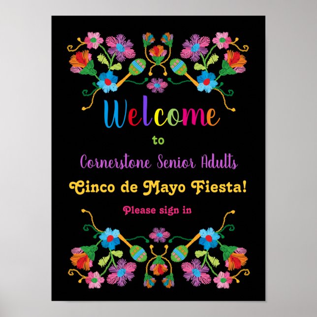 Poster de bienvenue de la Broderie de Fiesta mexic (Devant)