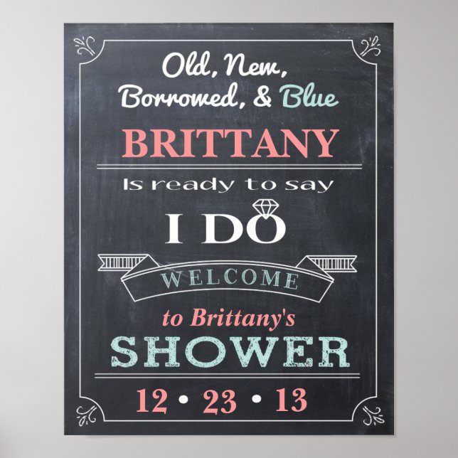 Poster de bienvenue de la douche Chalkboard (Devant)