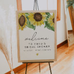 Poster de bienvenue de la Fête des mariées de tour<br><div class="desc">Ce panneau d'accueil de douche nuptiale est doté de tournesols rustiques aquarelles et d'une police de caractères propre. Ce signe de bienvenue est parfait pour votre grange de pays ou pour l'évènement nuptial à thème de chute.</div>