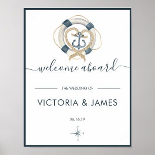 Poster de bienvenue de la marine et du Mariage bla