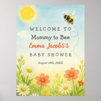 Poster de bienvenue de maman to bee Baby shower