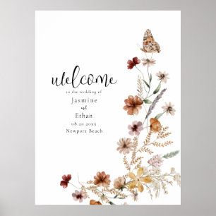 Poster de bienvenue des Fleurs sauvages d'aquarell